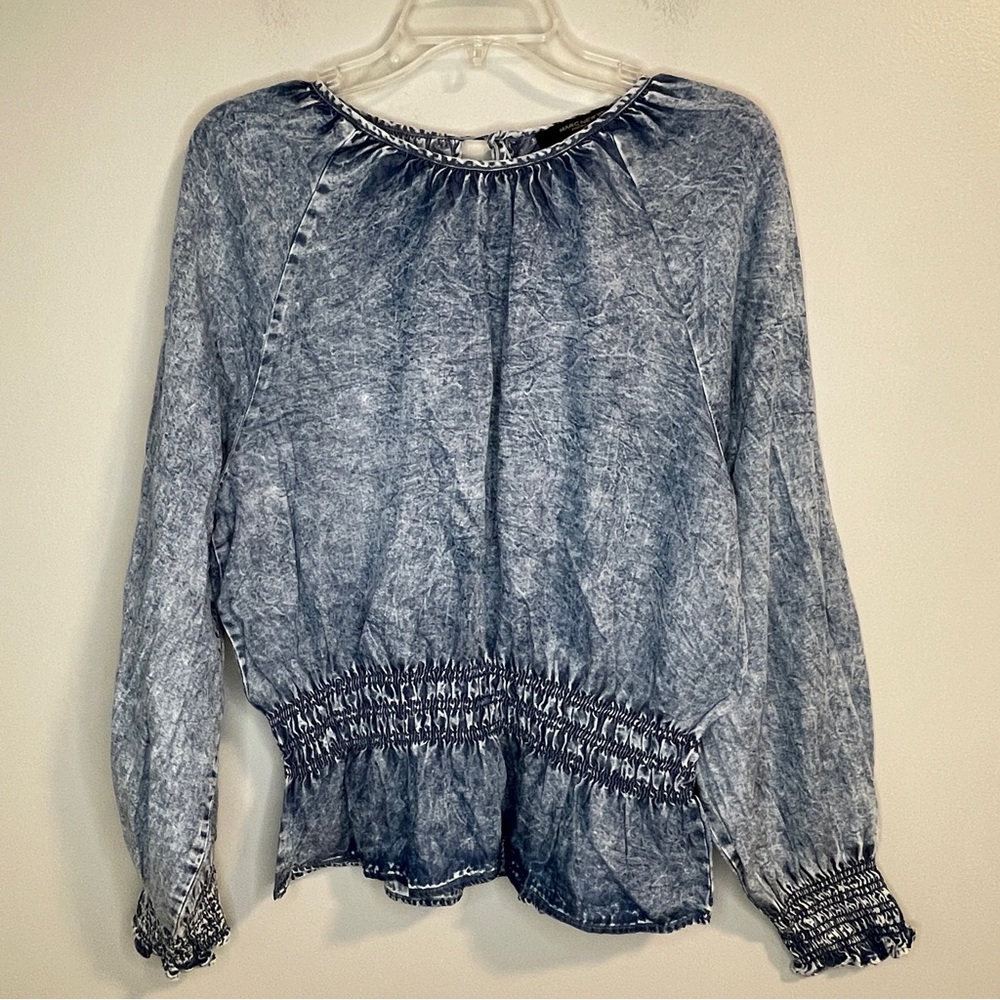Marc New York Andrew Marc Tencel Long Sleeve Blue Denim Elastic Waistline Large